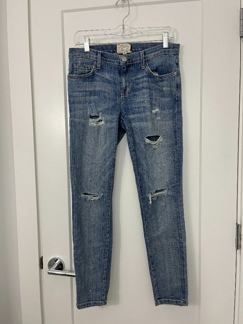 Current/Elliott Size 28 Medium Wash Distressed Ankle Skinny Jeans
